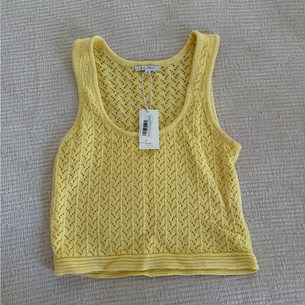Z supply butter yellow crochet/ knit tank size medium NWT